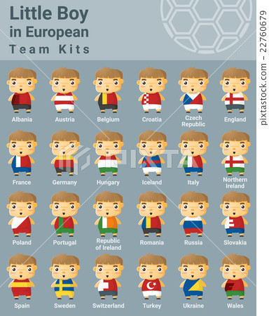 Set of kids in European sport team kits 22760679