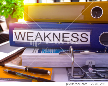 Weakness on Blue Office Folder. Toned Image. 22761298