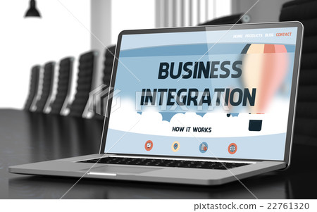 Laptop Screen with Business Integration Concept. 22761320