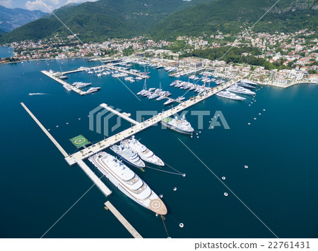 Aerial view of Porto Montenegro. Tivat city. Aerial view of Porto Montenegro. Tivat city. 22761431