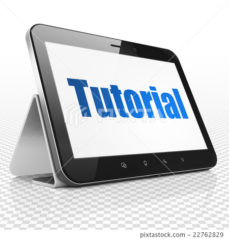 Learning concept: Tablet Computer with Tutorial on - Stock Illustration ...