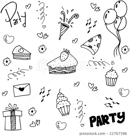 Hand draw doodle vector birthday party Hand draw doodle vector birthday party 22767396