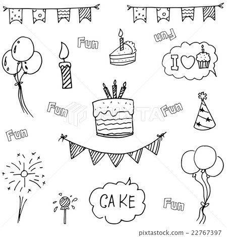 Doodle vector art birthday party hand draw Doodle vector art birthday party hand draw 22767397