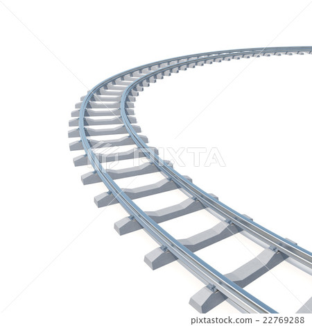 Curved, bend railroad track isolated on white Curved, bend railroad track isolated on white 22769288