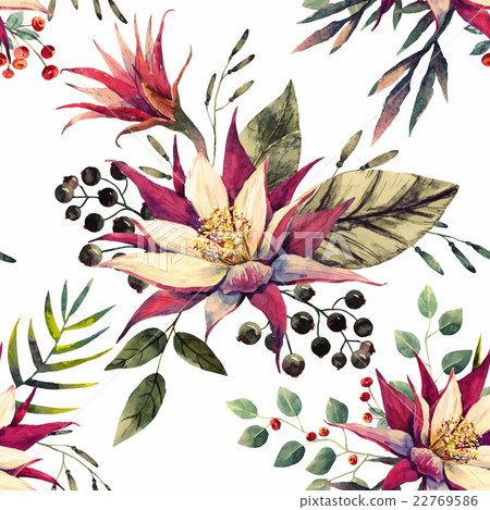 Watercolor tropical pattern 22769586
