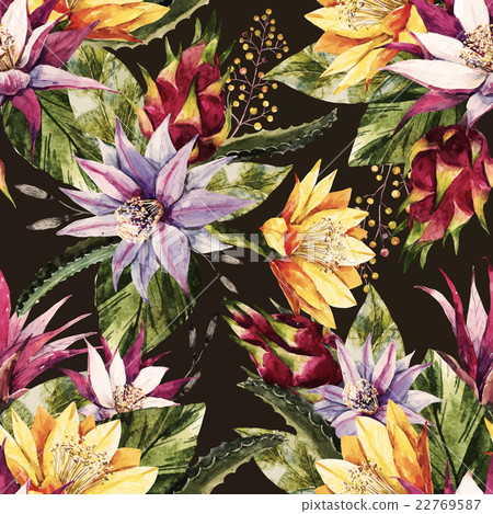 Watercolor tropical pattern 22769587