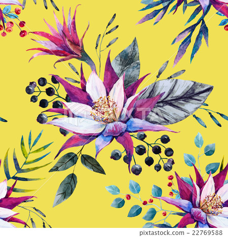 Watercolor tropical pattern 22769588