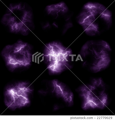 鮮豔細緻的雷雨閃電特寫材質紋理背景，正視圖（高分辨率 3D CG 渲染∕著色插圖） 22770029