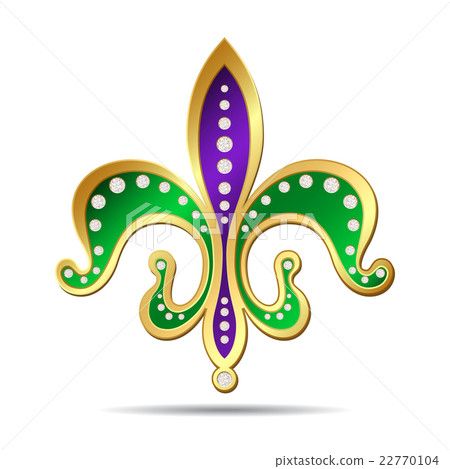 Golden, purple and green fleur-de-lis 22770104
