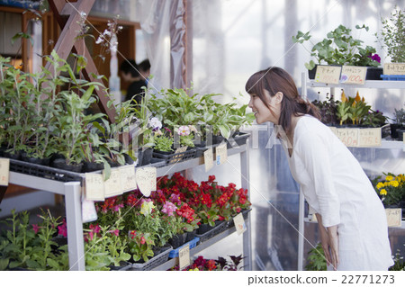 A woman shopping at a gardening store 22771273