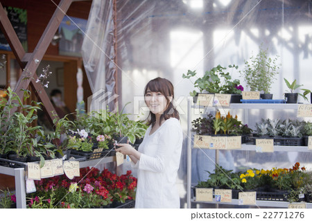購物在一家從事園藝的商店的婦女 22771276