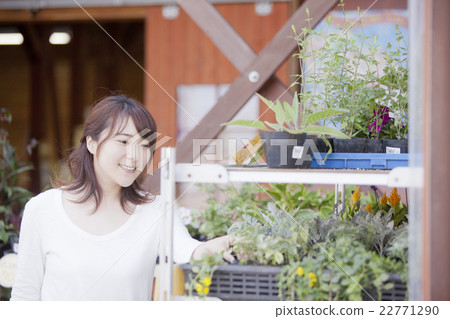 A woman shopping at a gardening store 22771290