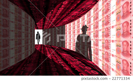 Elite hacker hallway textured with Chinese RMB 22771334
