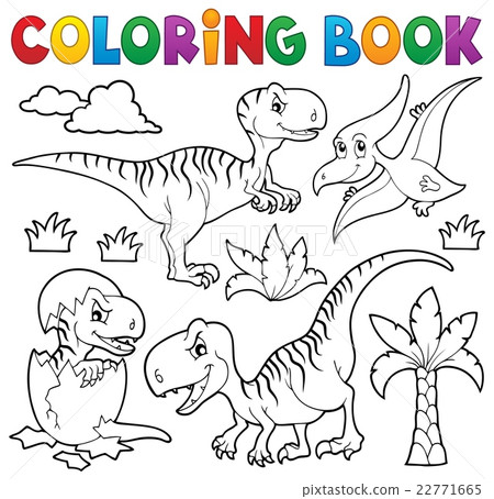 插图素材: coloring book dinosaur theme 8