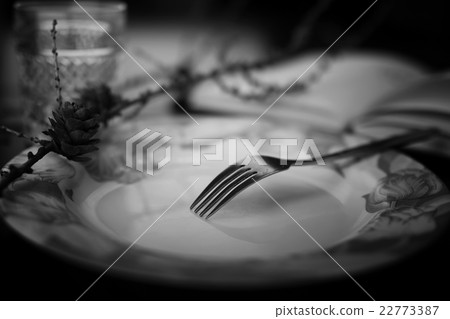 fork in plate black white fork in plate black white 22773387