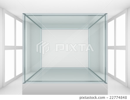 Glass showcase on podium in gallery or room 22774848