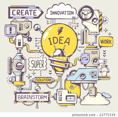 Vector illustration of successful work light bulb - Stock Illustration ...