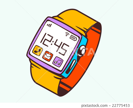 Vector illustration of red smart watch with button 22775453