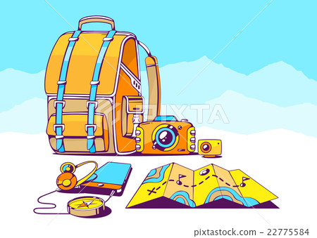 Vector illustration of backpack travel accessories Vector illustration of backpack travel accessories 22775584