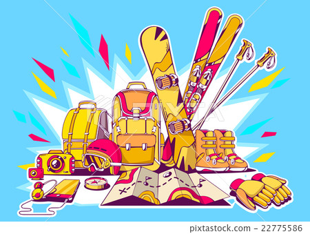 Vector illustration of backpack travel accessories 22775586
