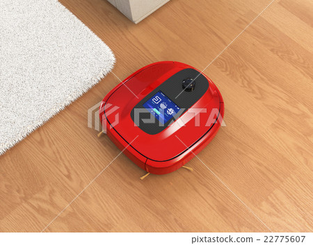 金屬紅顏色清潔機器人。可以使用觸摸屏設置清潔路線等 金屬紅顏色清潔機器人。可以使用觸摸屏設置清潔路線等 22775607