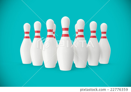 Bowling pins on turquoise background. 3d Bowling pins on turquoise background. 3d 22776359