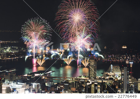 Night view of fireworks and Kobe 22776449