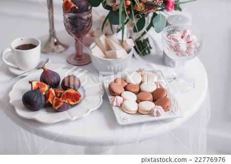 Breakfast Figs and sweets. White background 22776976