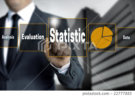 statistic touchscreen is operated by businessman 22777885