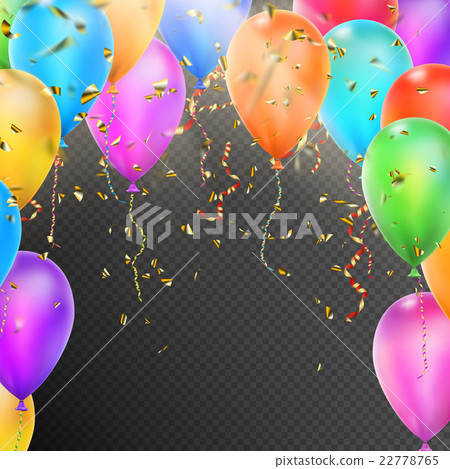 Balloons, confetti and red gold ribbons. EPS 10 Balloons, confetti and red gold ribbons. EPS 10 22778765