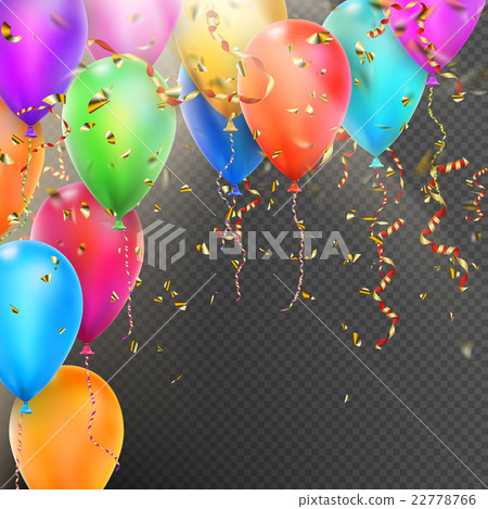 Balloons, confetti and red gold ribbons. EPS 10 Balloons, confetti and red gold ribbons. EPS 10 22778766