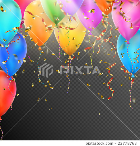 Balloons, confetti and red gold ribbons. EPS 10 Balloons, confetti and red gold ribbons. EPS 10 22778768