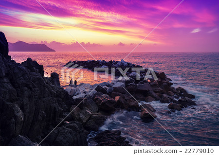 Sunset over rocky coast. Cinque Terre Sunset over rocky coast. Cinque Terre 22779010