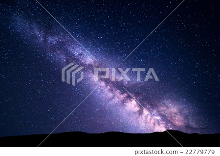 Landscape with Milky Way. Night starry sky Landscape with Milky Way. Night starry sky 22779779