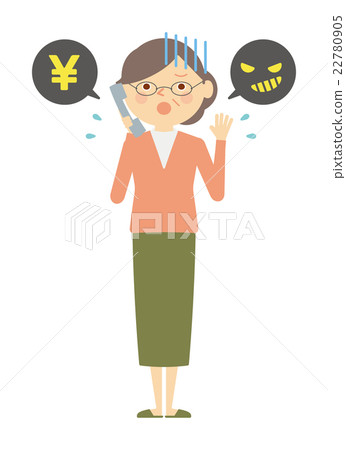 Senior female fraud phone illustration Senior female fraud phone illustration 22780905