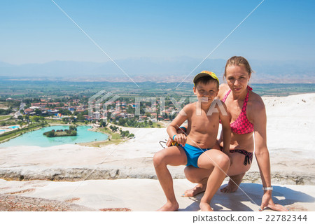 woman and her son in Pammukale 22782344