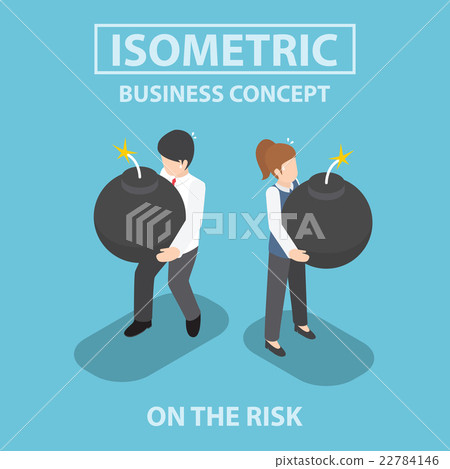 Isometric business people holding heavy bomb Isometric business people holding heavy bomb 22784146