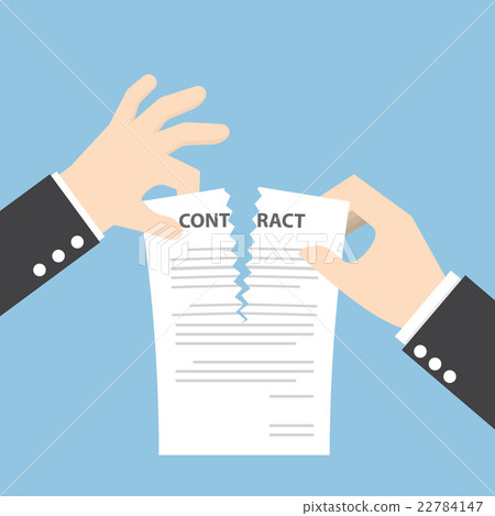 Businessman hands tearing apart contract document 22784147