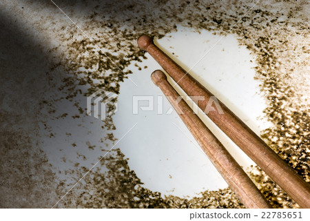 Close up of Snare Drum with Drumsticks Close up of Snare Drum with Drumsticks 22785651