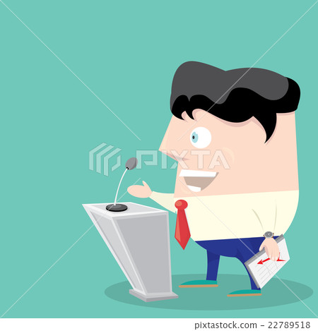 Speaker icon. Orator speaking from tribune 22789518