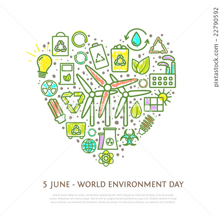 Heart shape element made from eco icons and signs Heart shape element made from eco icons and signs 22790592