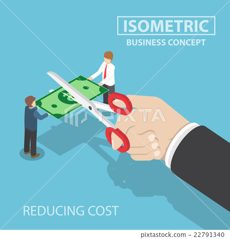 Businessman hand with scissors cutting money Businessman hand with scissors cutting money 22791340