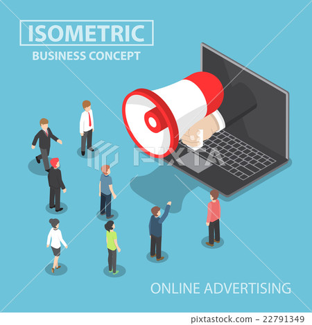 Isometric businessman hand with loudspeaker 22791349