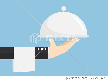 Waiter hand holding silver tray 22791374
