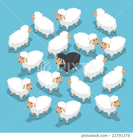 Isometric black sheep in the flock Isometric black sheep in the flock 22791378