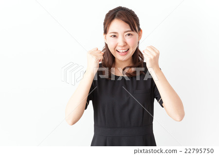 Beauty advisor doing guts pose Beauty advisor doing guts pose 22795750