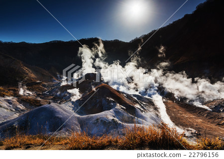 Jigokudani or Hell Valley at sunrise, Noboribetsu Jigokudani or Hell Valley at sunrise, Noboribetsu 22796156