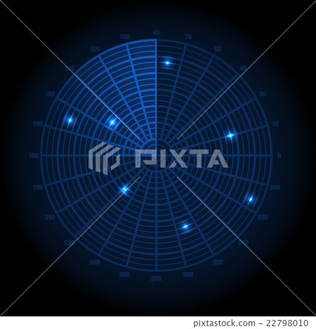 Blue radar screen. Vector illustration. 22798010