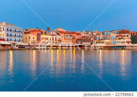 Night Venetian quay, Chania, Crete 22798662