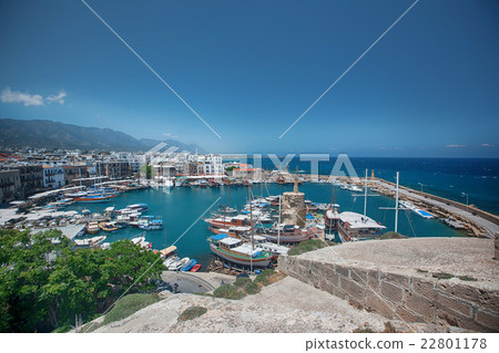 harbour of kyrenia with restorants and boats Girne 22801178